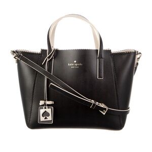 kate spade Black and Cream Leather Tote with Spade Charm